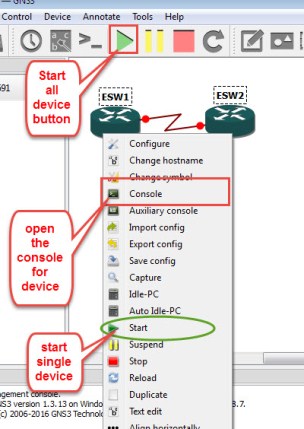 start all device in gns3