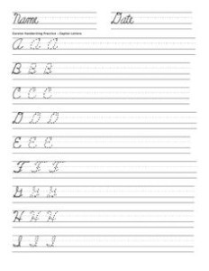 English handwriting worksheets