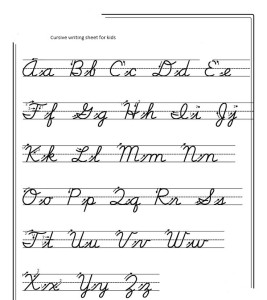 cursive handwriting of english