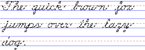 the quick brown fox english handwriting sheet