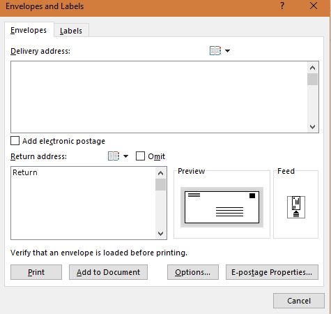 how to prepare envelopes for mailing in ms word 2013